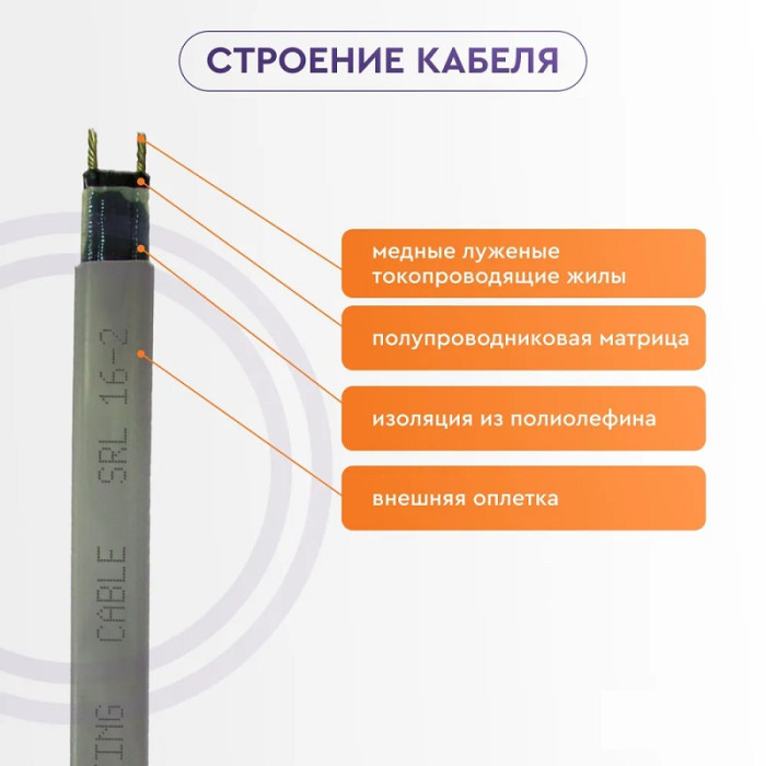 Саморегулюючий нагрівальний кабель SRL не екран
