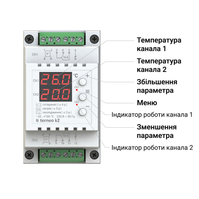 Двухзонний терморегулятор Terneo K2